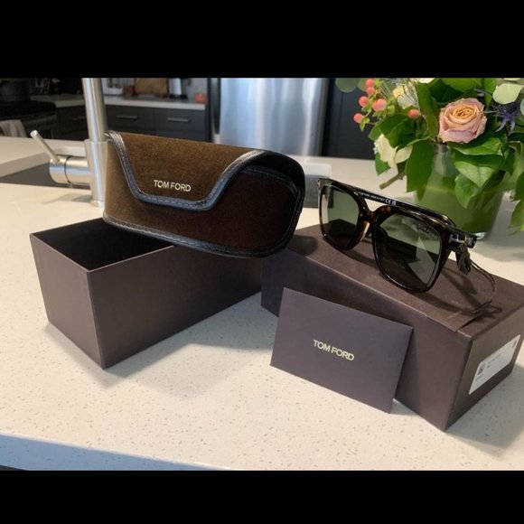 TOM FORD Polarized Green Square Men's Sunglasses